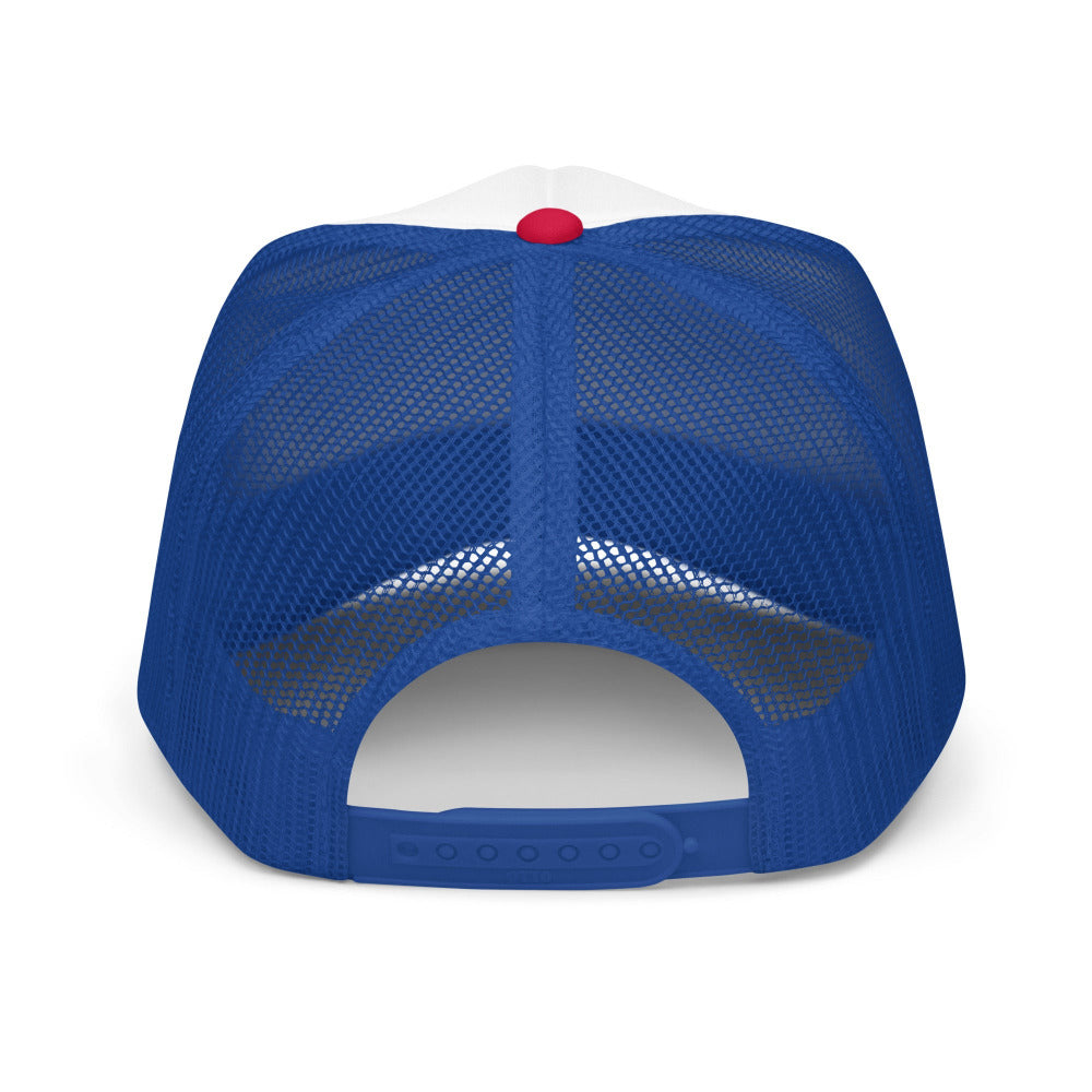 Leo Vibes Foam Trucker Hat - White/Royal/Red Color - https://ascensionemporium.net